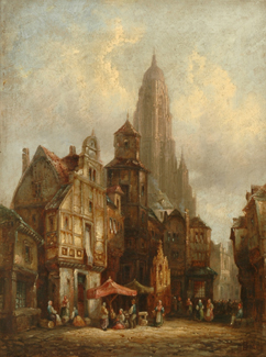 Appraisal: Henry Thomas Schafer British circa - Frankfurt Cathedral and Market