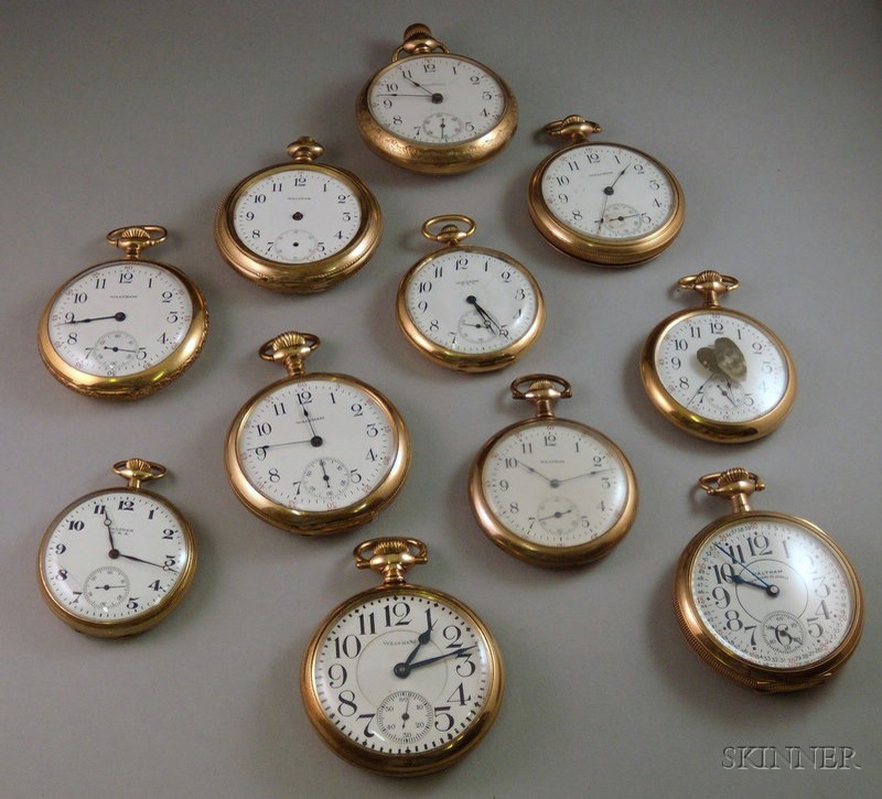 Appraisal: Eleven Waltham Gold-filled Open Face Pocket Watches a -jewel Vangaurd