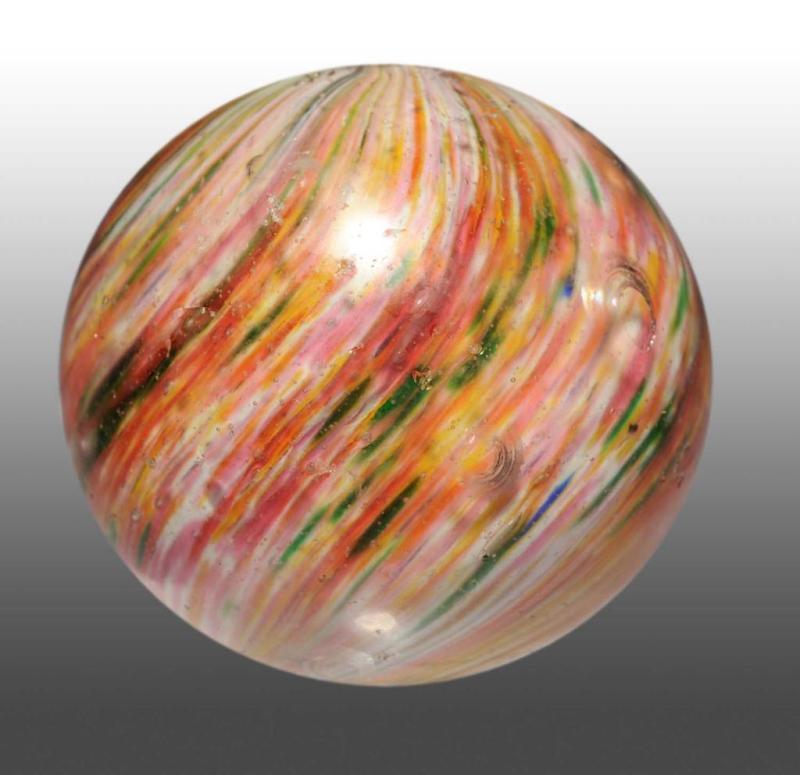 Appraisal: Large Onionskin Marble Description Nice distribution of reds pinks oranges