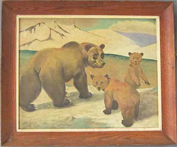 Appraisal: D WALLS OIL ON MASONITE American th century Mother grizzly