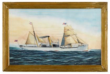 Appraisal: American School th centuryportrait of an american steam sailing ship