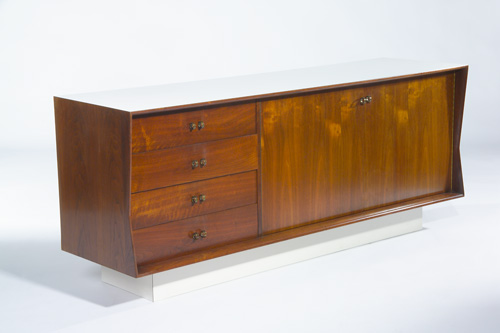 Appraisal: SAMSON BERMAN Fine special-order walnut sideboard with white formica top