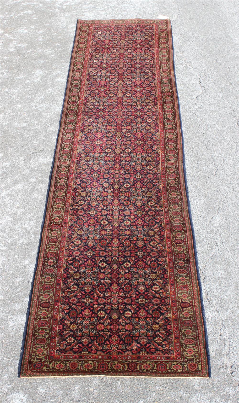 Appraisal: PERSIAN MALAYER WOOL RUNNER colors include reds blues approx '