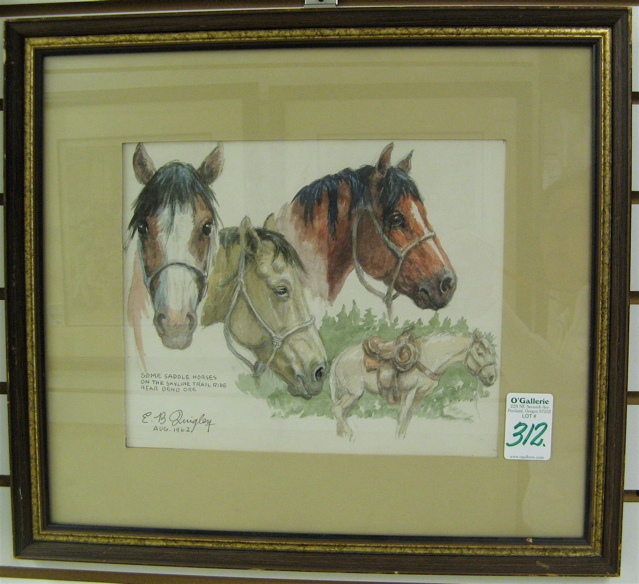 Appraisal: EDWARD B QUIGLEY WATERCOLOR Oregon - titled Some Saddle Horses