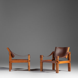 Appraisal: Pierre Chapo French - Pair of Lounge Chairs model S