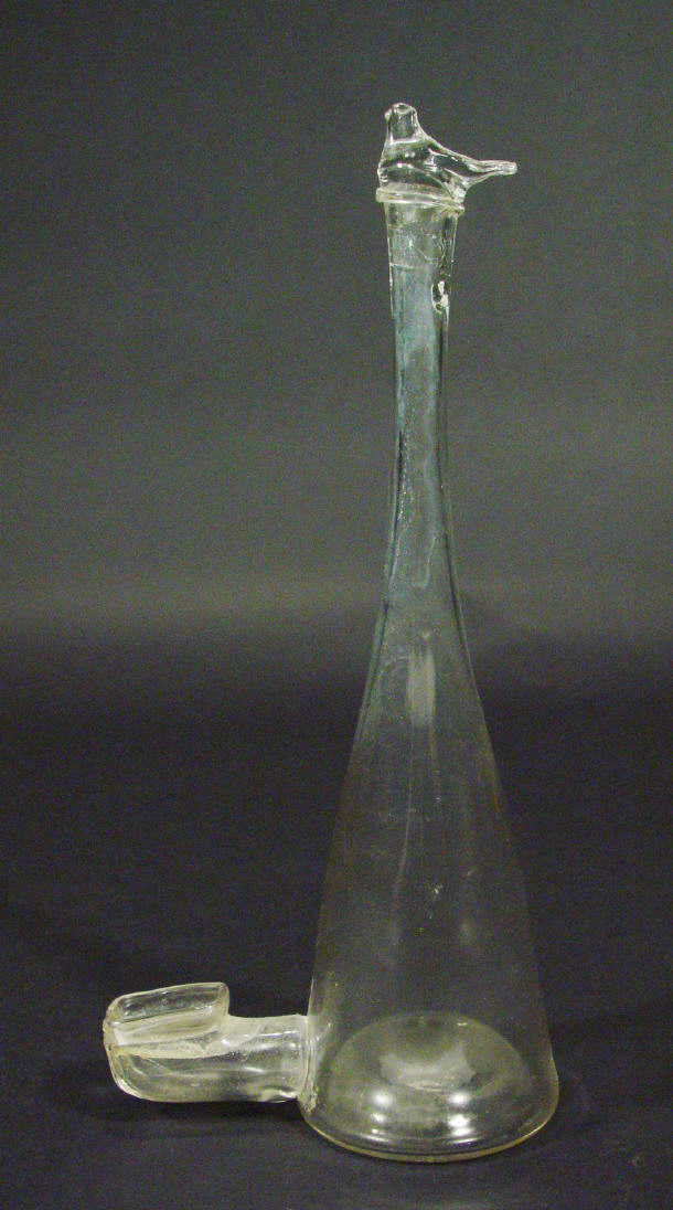 Appraisal: Tall glass ink well with bird design knop cm high