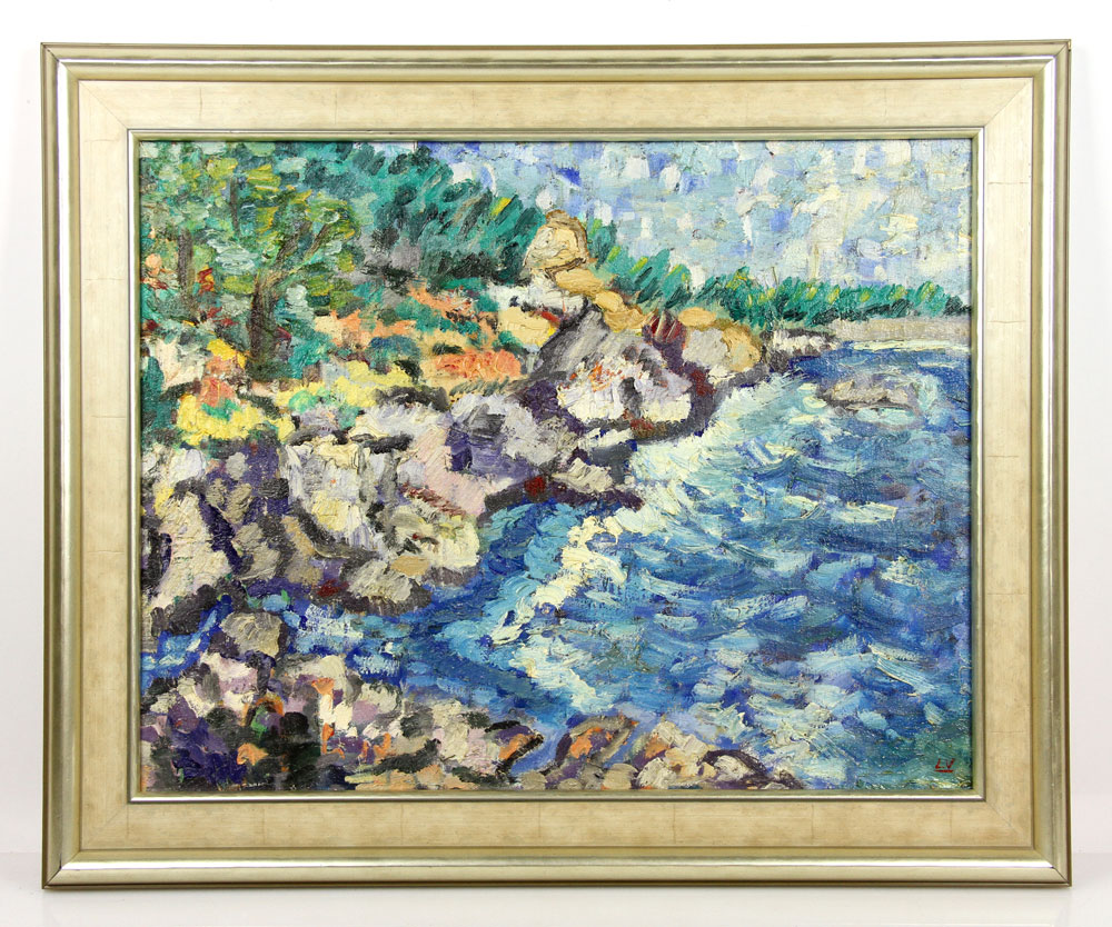 Appraisal: - Attr Valtat Coastal Scene O C Attributed to Louis