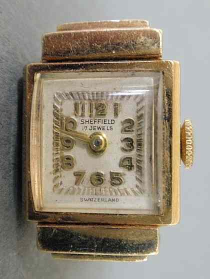 Appraisal: Swiss k gold ring watch by Sheffield with a jewel