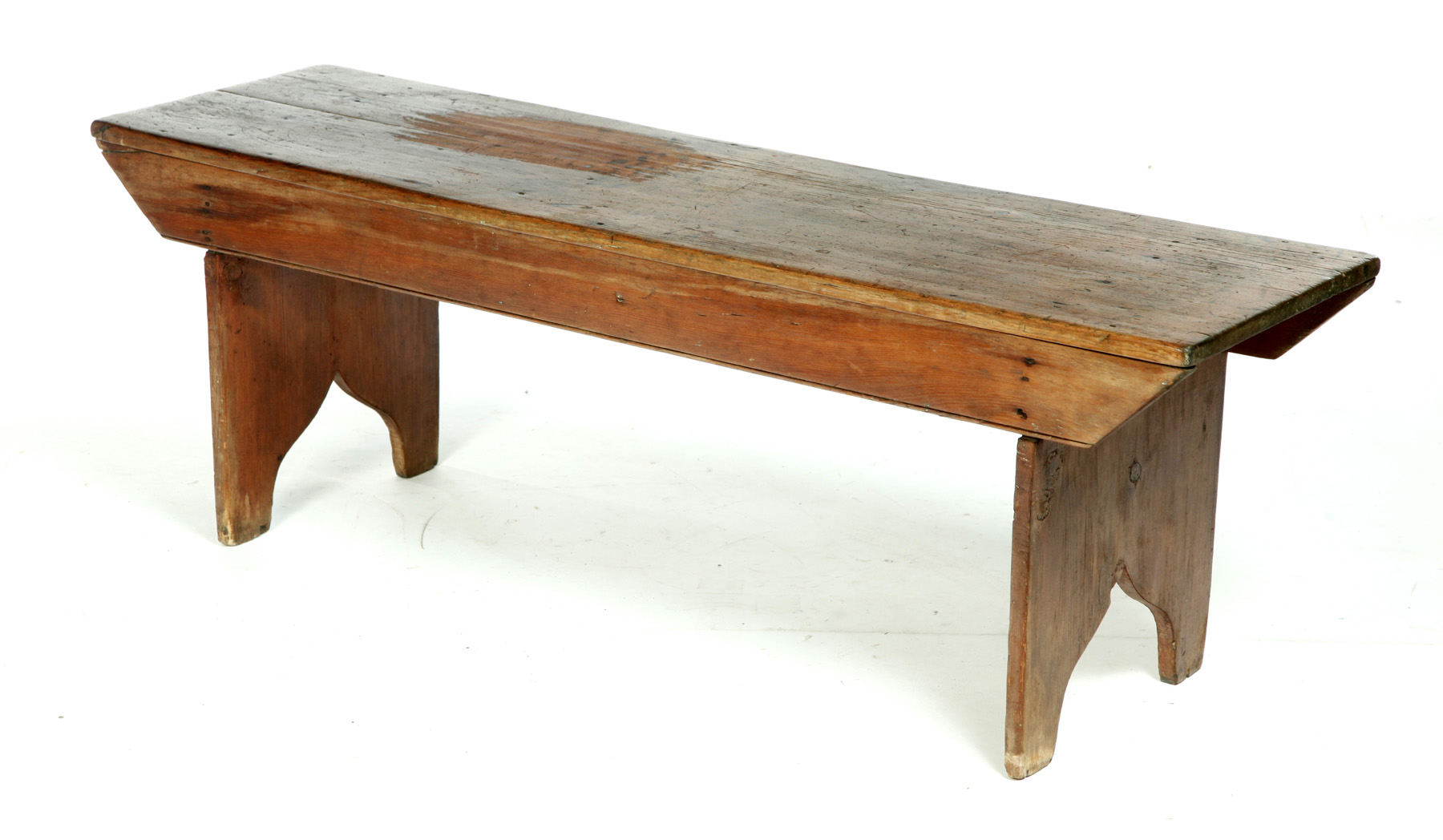 Appraisal: NEW ENGLAND BENCH Mid th century pine Cut out legs