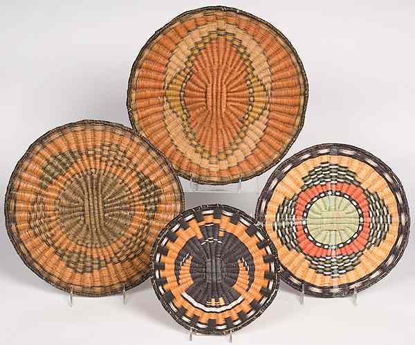 Appraisal: Hopi Third Mesa Wicker Plaques lot of including one woven