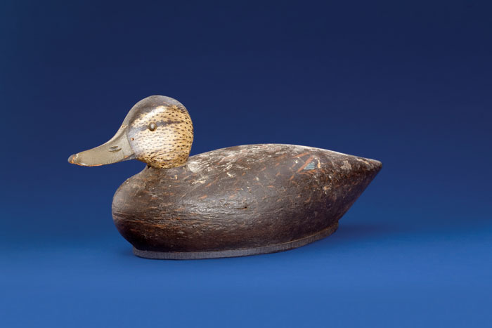 Appraisal: BLACK DUCK DECOY WITH CROWELL CARVED HEAD The head carved