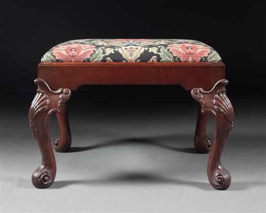 Appraisal: George II style mahogany upholstered slip seat stool th century