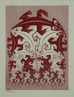 Appraisal: ESCHER M C Woodcut in Red Regular Division of the