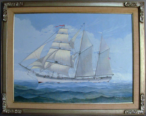 Appraisal: Paul MacWilliams American th c oil on canvas ship portrait