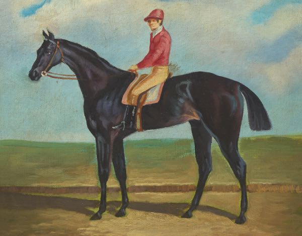 Appraisal: CONTINENTAL SCHOOL TH CENTURY x Two paintings of jockeys and