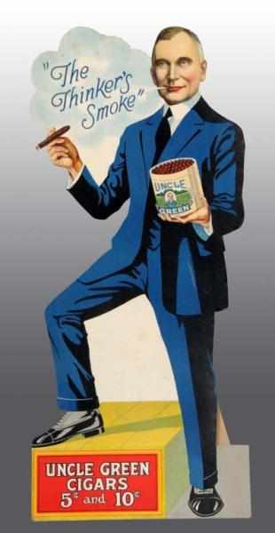 Appraisal: Uncle Green The Thinker Smoke Tobacco Sign Description Cardboard standing