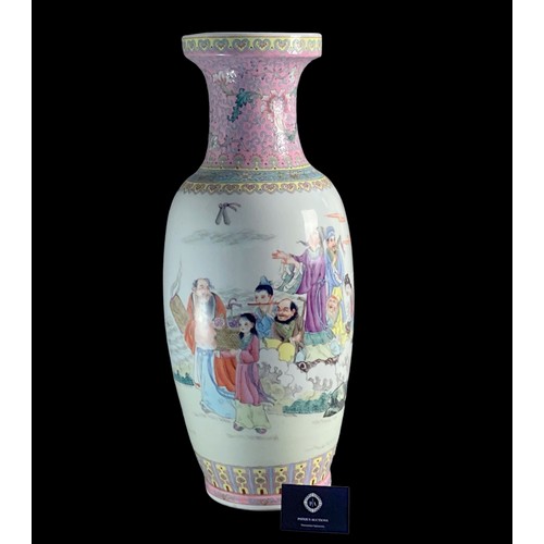 Appraisal: Large cm TALL Chinese mid-century porcelain hand painted vase Beautifully