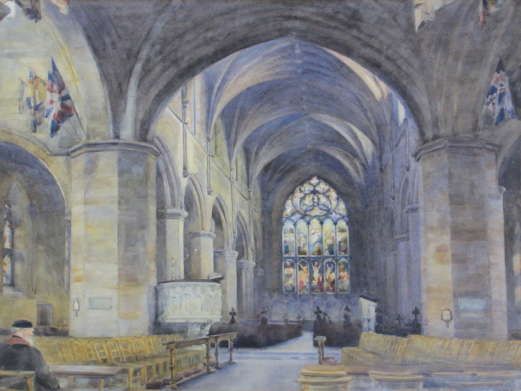 Appraisal: JAMES ELLIOTT SHEARER -c CHURCH INTERIOR Watercolour signed and dated