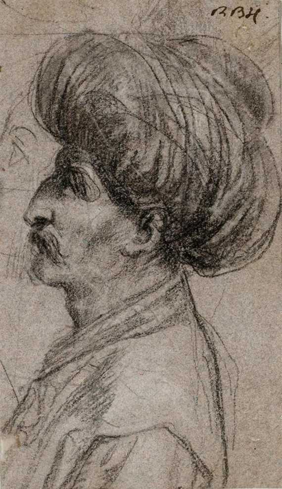 Appraisal: ITALIAN TH CENTURY Profile of an oriental with turban Black