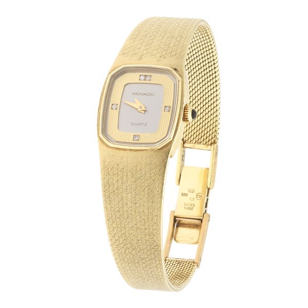 Appraisal: MOVADO K LADIES' QUARTZ WATCH wrist Attached band gold watch