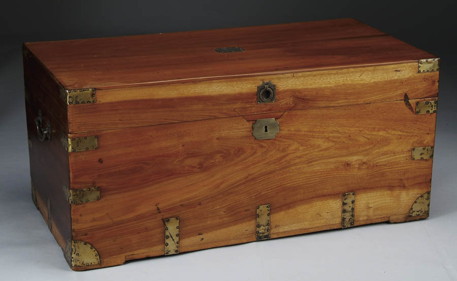 Appraisal: CHINA TRADE OVERSIZE CAMPHOR WOOD CAPTAIN S TRUNK Brass bound