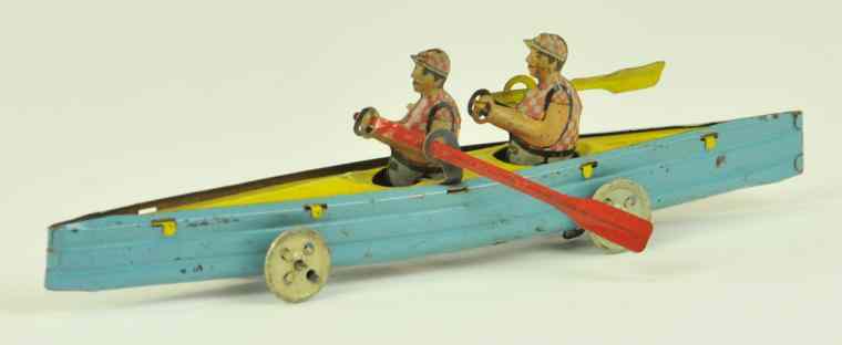 Appraisal: TWO MAN SCULL PENNY TOY Germany desirable brightly painted tin