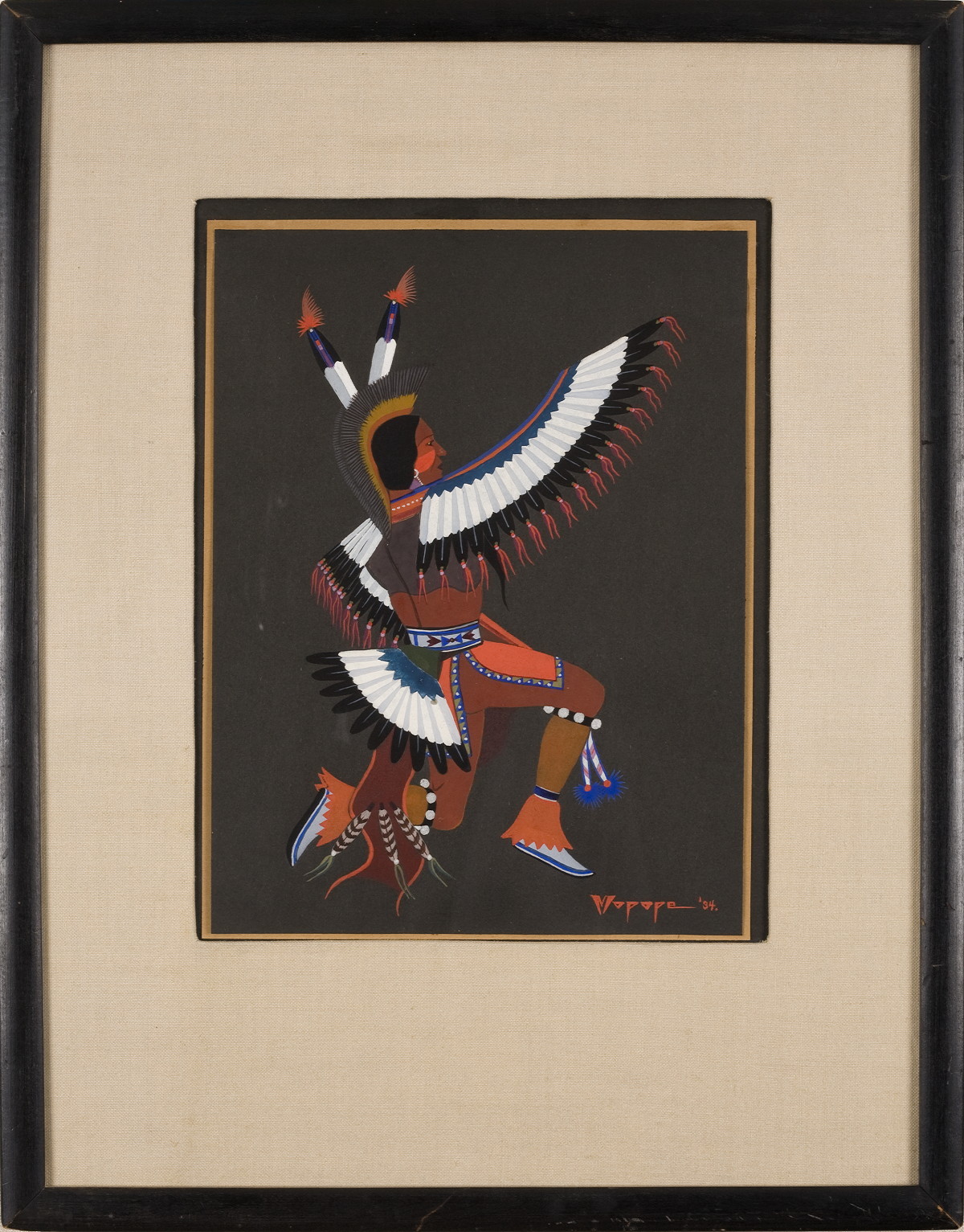 Appraisal: STEPHEN MOPOPE QUED KOI PAINTED ROBE NATIVE AMERICAN KIOWA -