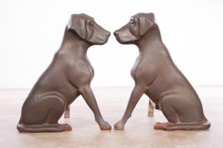 Appraisal: Liberty Foundry Labrador Andiron Set Pair of Liberty Foundry cast