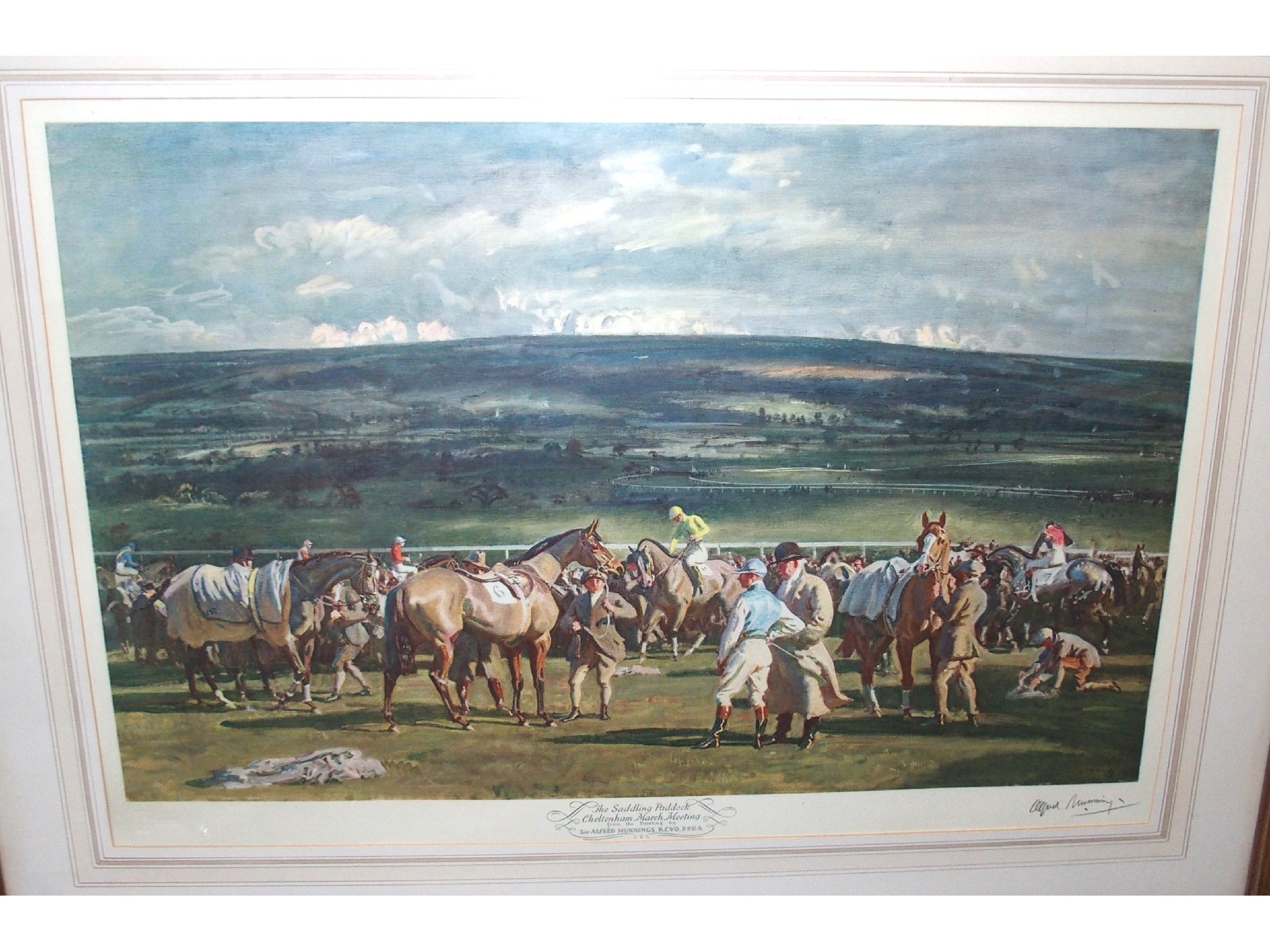 Appraisal: A J MUNNINGS The Saddling Paddock Cheltenham March Meeting signed