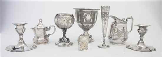 Appraisal: A Collection of American Silverplate Articles comprising a vase of