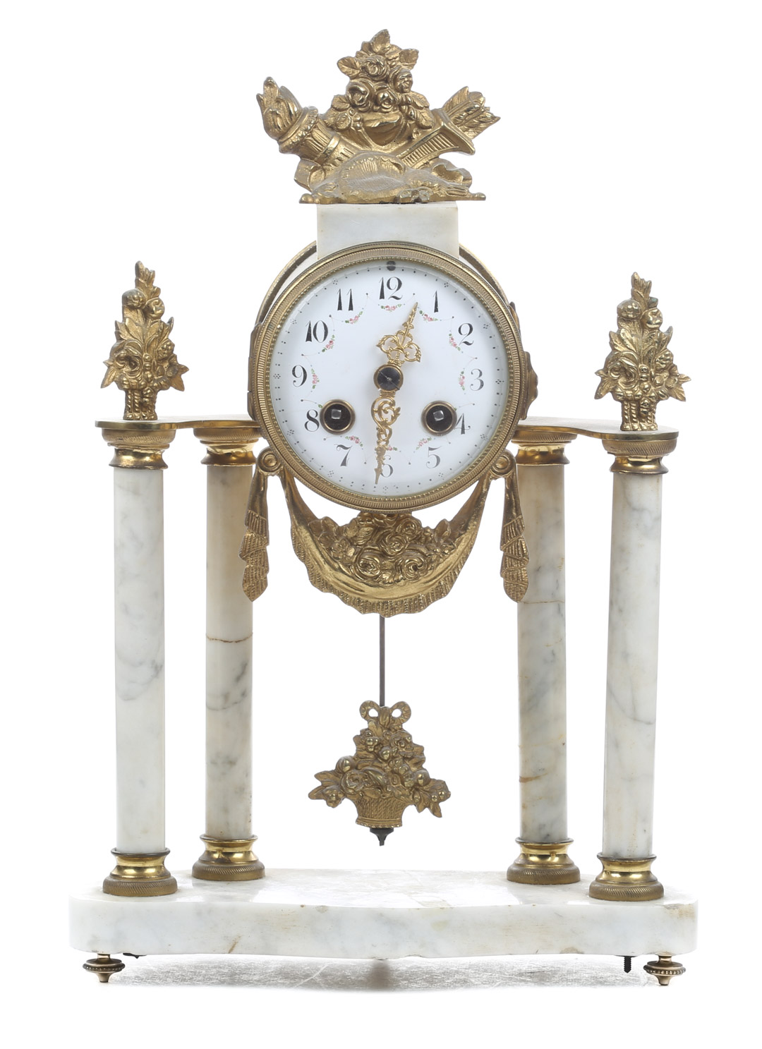 Appraisal: Napoleon III gilt-metal and marble mantel clock third quarter- th