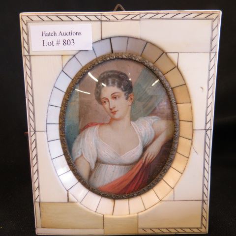 Appraisal: Miniature Painting on Ivory portrait of a lady x oval