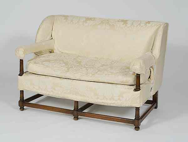 Appraisal: William and Mary-style Settee American a single cushioned settee having