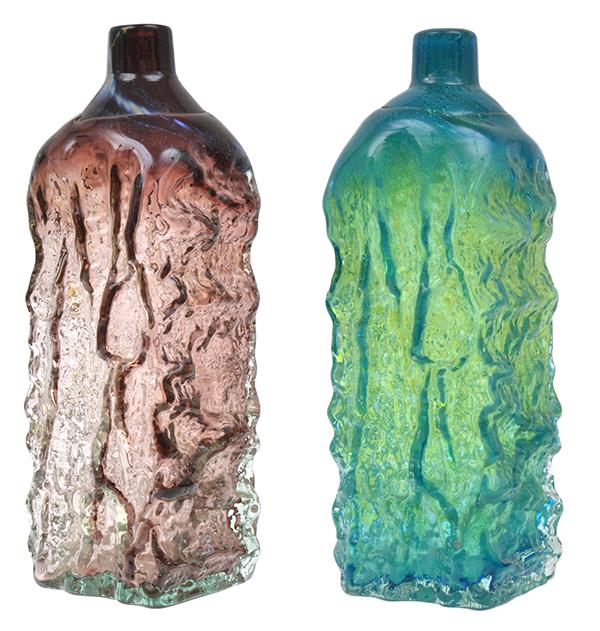 Appraisal: TWO MICHAEL HARRIS BRITISH - GLASS BOTTLE-VASES Mdina Bark range