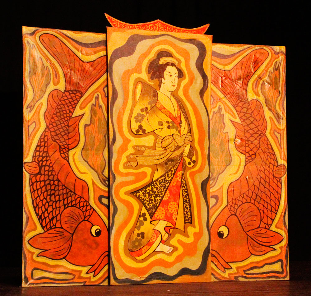 Appraisal: - Panel Japanese Fish Screen Three panel Japanese fish screen