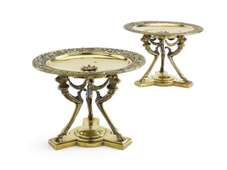 Appraisal: A pair of Victorian silver gilt tazza Of regimental interest