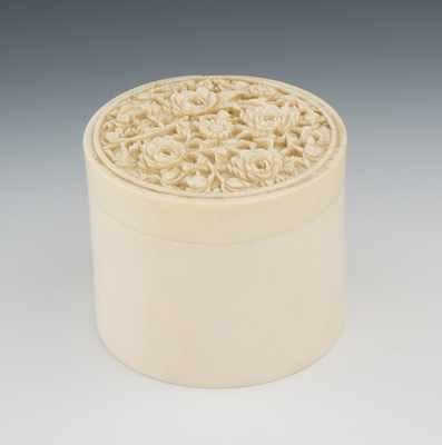 Appraisal: A Carved Ivory Trinket Box The simple round ivory box