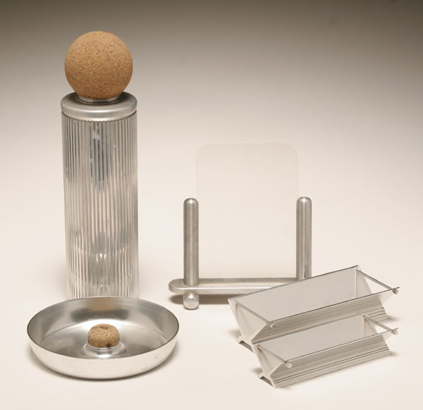 Appraisal: Deco modern aluminum assortment of pieces including Kensington x form