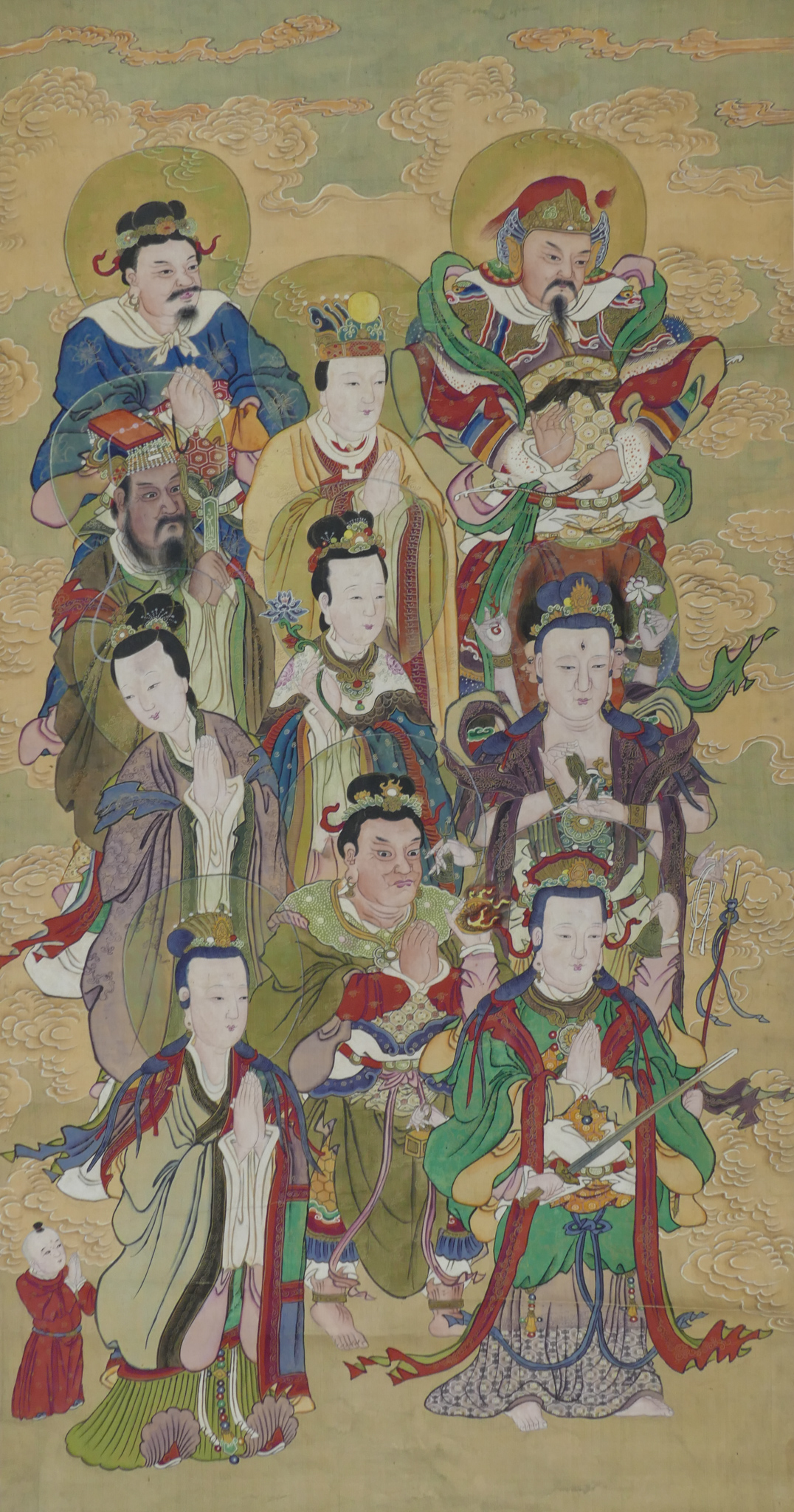 Appraisal: Chinese Qing Deity Scroll Painting Watercolor on Silk ''x ''