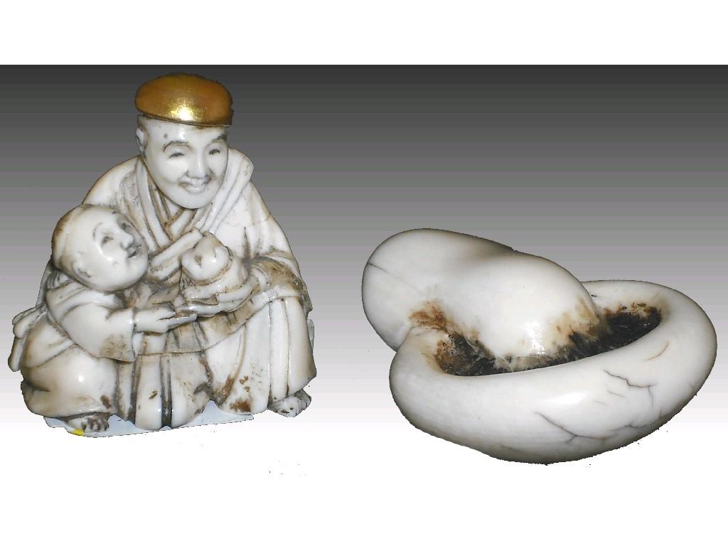 Appraisal: Japanese ivory netsuke in the form of a mushroom signed