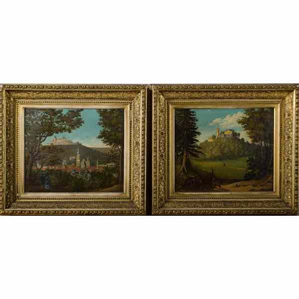 Appraisal: Pair of Continental Landscapes Late th century a pair of