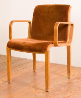 Appraisal: Knoll International Upholstered Armchair Knoll International armchair with teak frame