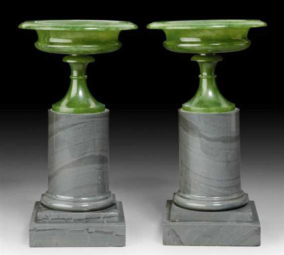 Appraisal: PAIR OF ORNAMENTAL BOWLS Russia circa Jade and jasper H