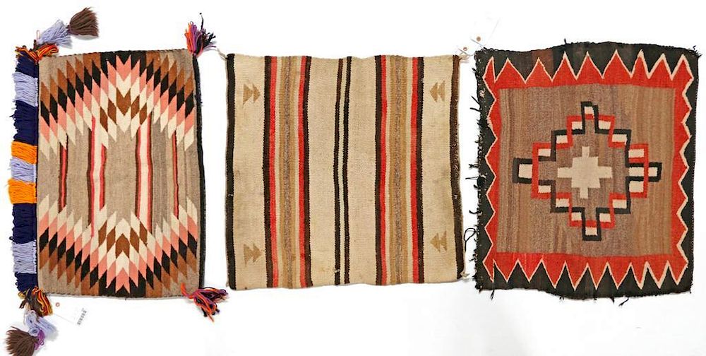 Appraisal: Three Navajo Saddle Blankets One with fringe apparently added at