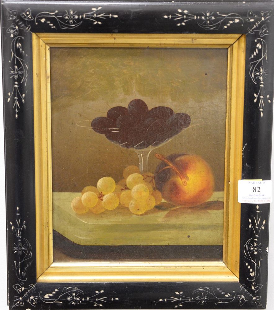 Appraisal: Still life of fruit and a glass compote oil on