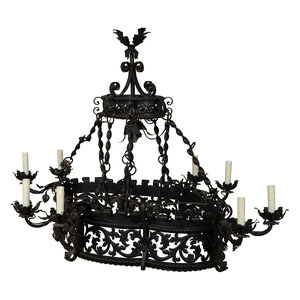 Appraisal: A Wrought Iron Chandelier in the Style of Addison Mizner