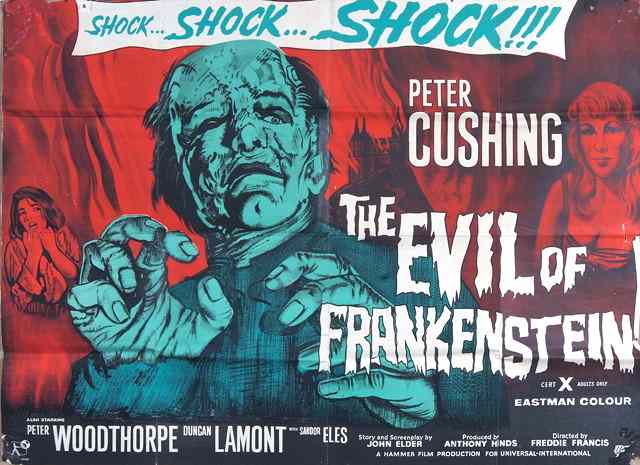 Appraisal: EVIL OF FRANKENSTEIN Universal horror starring Peter Cushing British quad