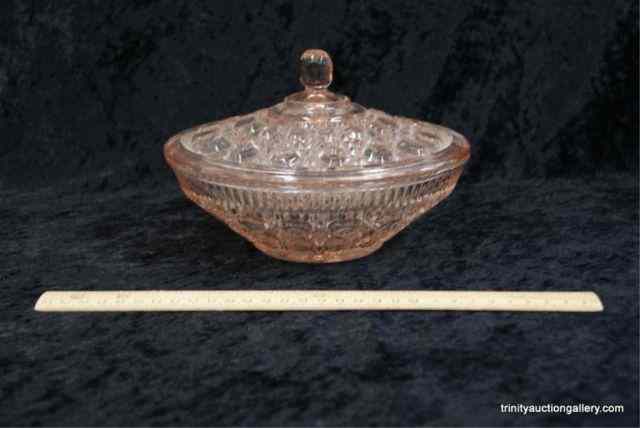 Appraisal: Vintage Pink Indiana Glass Candy Dish w LidThis is a