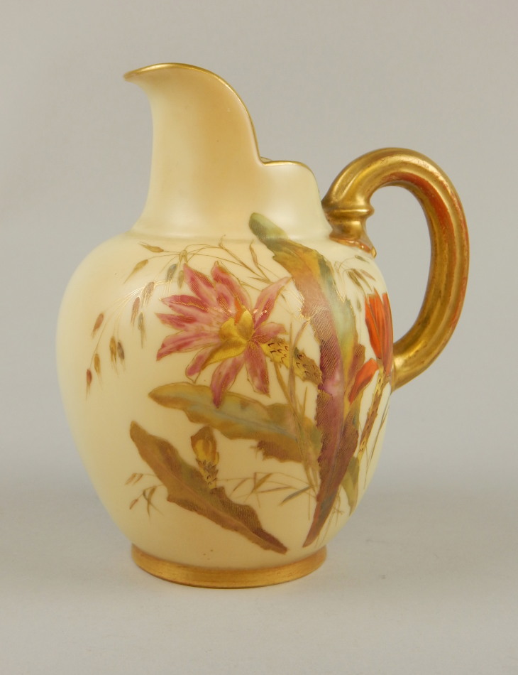 Appraisal: A late thC Royal Worcester blush ivory jug the bulbous