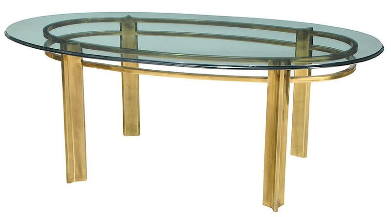 Appraisal: Mastercraft Glass Top Dining Table North Carolina th century ovoid